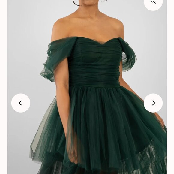 Women's Forest Green Off Shoulder Tulle "Sydney" Gown by Lace and Beads - Picture 7 of 7